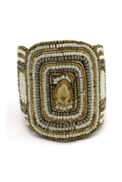 Multed Glass Stone Leather Cuff